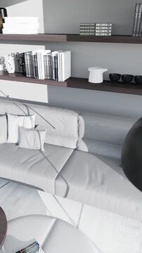 3D render vertical animation of a living room