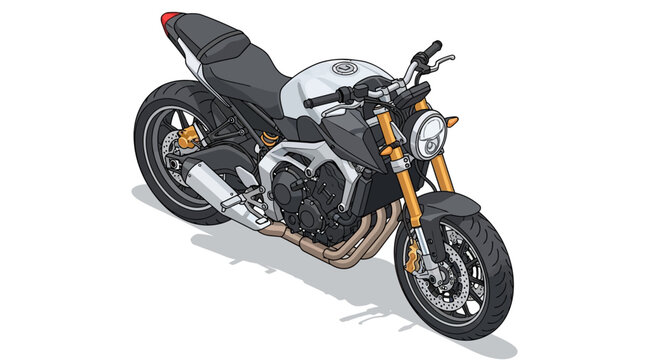 An isometric illustration of a sleek, modern street motorcycle, perfect for urban exploration and thrilling rides