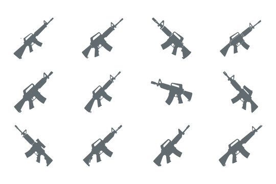 assorted gray rifles on white background