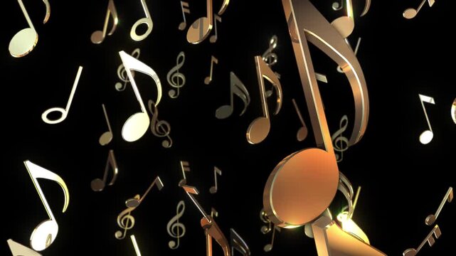 Golden Music Notes Falling
