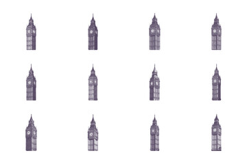 Obraz premium set of big ben clock tower illustrations in various angles