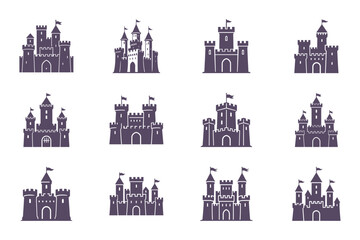 Fototapeta premium set of sandcastle icons in purple color