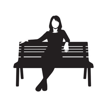 A woman sitting on a bench in a relaxed pose with her leg crossed