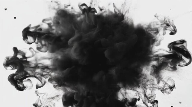 black smoke explosion isolated on white background