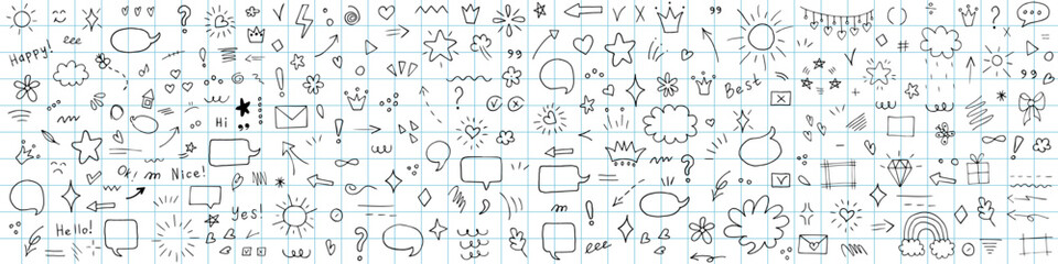 set of hand-drawn doodles on a white background © liana