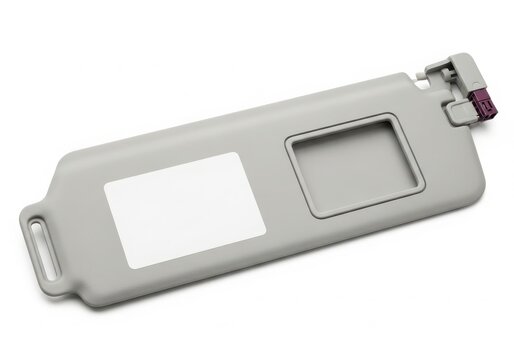 A gray sun visor with two panels and a clip