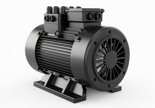 A black industrial pump on a white background