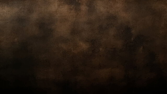Dark vintage grunge textured background with aged dirty wall effect in brown and black tones resembling antique paper or chalkboard surface suitable for wallpaper or design backdrop