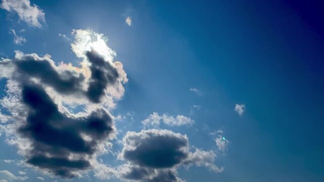 青空と雲と太陽の変化　タイムラプス