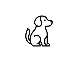Obraz premium Simple Line Art Sitting Dog Logo on White Background Minimalist Pet Symbol