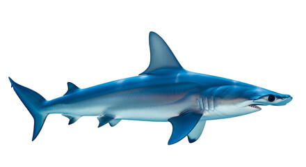 Obraz premium Blue shark swimming on white background