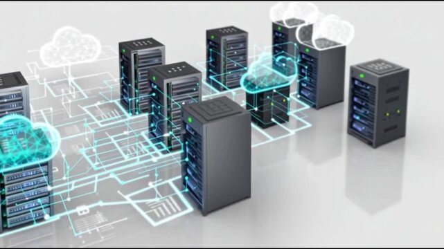 Cloud backbone architecture. Network performance. Infrastructure framework. Data center  orchestration. Networked servers connected through digital cloud computing infrastructure