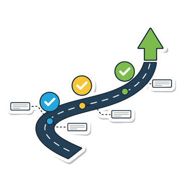 Minimal Roadmap with Milestones Sticker | Cute Planning Illustration | Adorable Goal-Setting Kawaii Sticker Art | Playful Strategy and Progress Sticker Design | Whimsical Milestone Journey Sticker