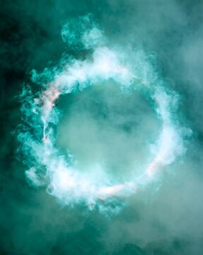 A swirling mist forms a circular pattern.