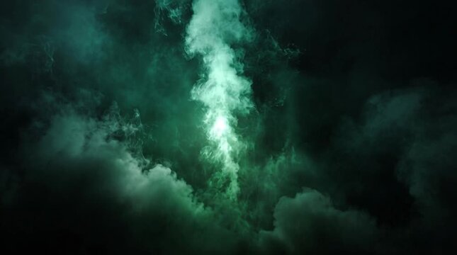Mystical green smoke swirling upwards.