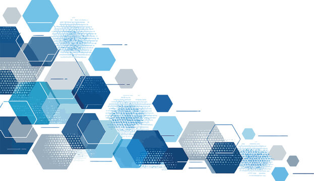   Hexagon Abstract Technology Background Vector with Geometric Halftone Pattern, Minimal White Retro Design for Modern Digital Use