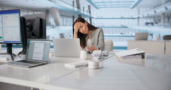Overwhelmed Office Worker Struggling With Faulty Software