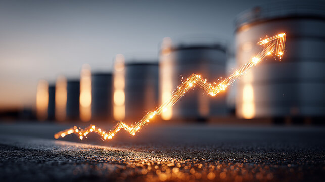 Market growth trends financial sector infographic urban environment low angle economic insights