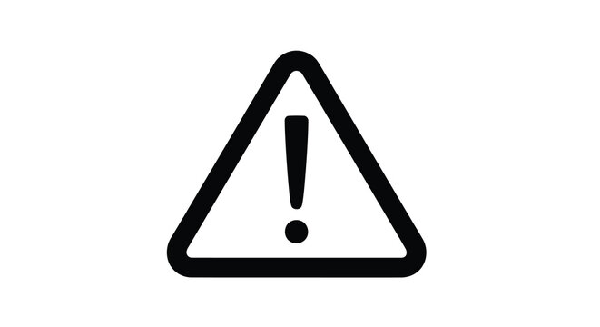 Black warning sign with exclamation point a stark silhouette
