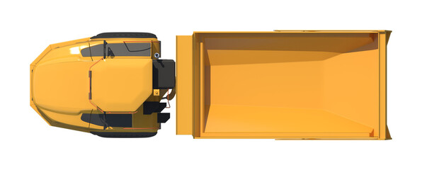 Yellow Articulated Dump Truck Top View 3D Render Isolated on White Background © changnam37