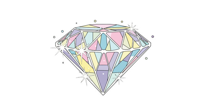 Colorful Diamond Gemstone Illustration.