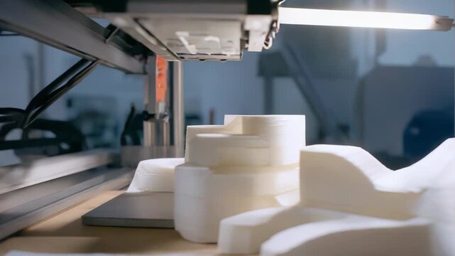 Modern 3d printer building complex prototypes and models, demonstrating rapid manufacturing, innovation, and advanced industrial technology in a bright laboratory environment