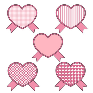 ハートフレームロゼッタ風セット（ピンク）