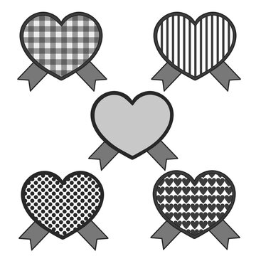 ハートフレームロゼッタ風セット（モノクロ）