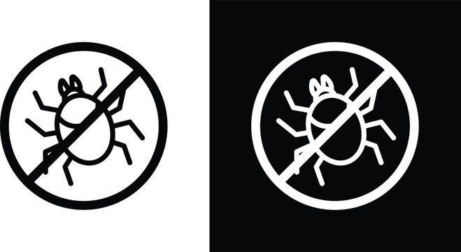 Mite in the prohibition sign pack in black and white colors