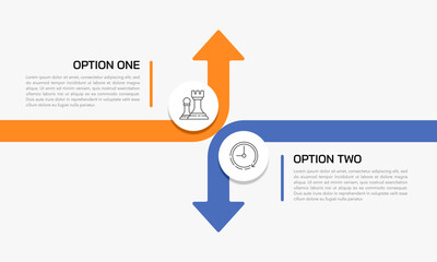 2 Directions Business Infographic with Opposite Arrows for Decision Making. Presentation, Plan and Strategy. Vector illustration. © Inactive