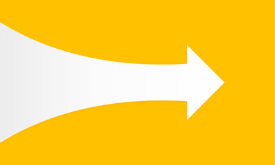 Minimalist White Arrow on Yellow Background for Business Growth Concept with Copy Space for Text. Vector illustration. © Inactive