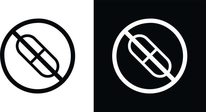 No drugs sign pack in black and white colors