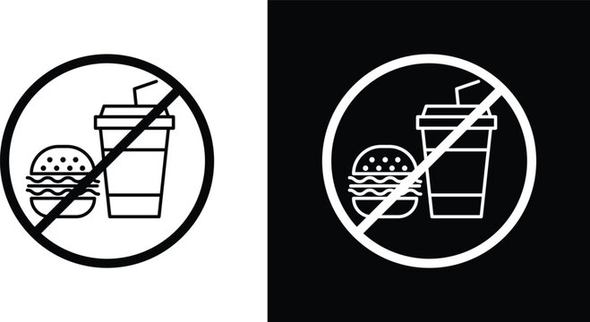 No food allowed sign pack in black and white colors