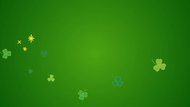 Green floral background with clover and shamrock leaves in a decorative spring design