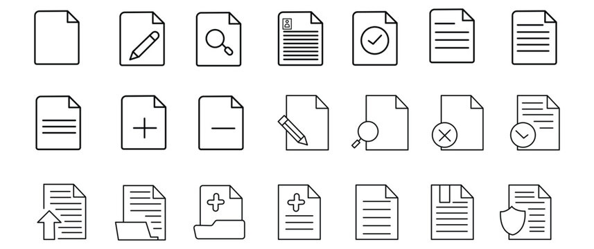 Legal documents icon set. Editable line icons. Vector illustration.