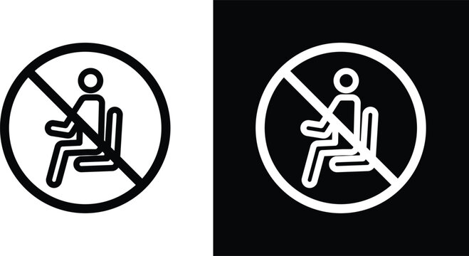 No sitting sign pack in black and white colors