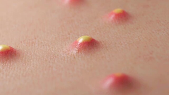 Skin with rapidly growing pustular pimples