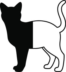 Black and white cat divided silhouette Vector © Sultan