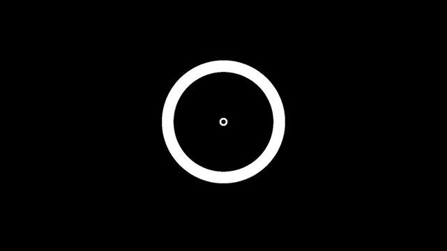 Minimalist white concentric circle with a central dot on a black background, symbolizing focus, precision, and alignment