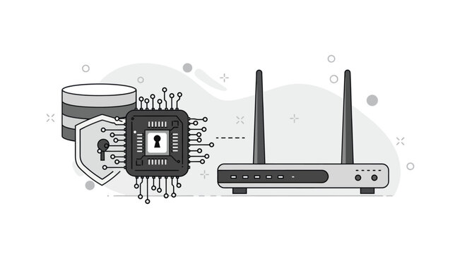 Router and Microchip Illustration.