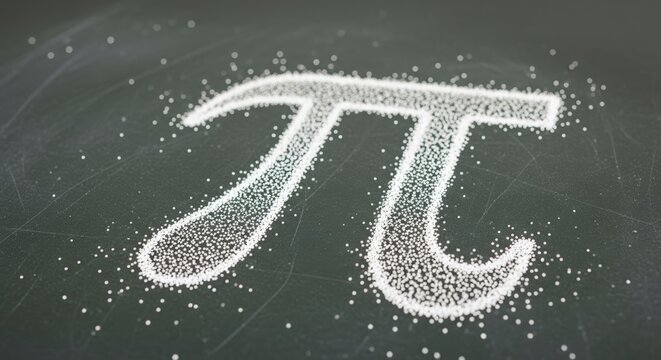 Pi symbol drawn on blackboard background.