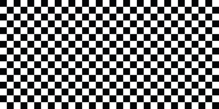 Seamless black and white checkerboard pattern background, geometric grid texture for design and transparency concept