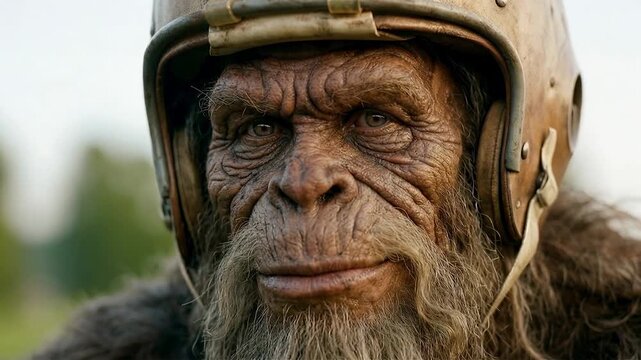 Closeup of viking warrior in leather armour and metal helmet carries wooden shield in smoky battlefield atmosphere conveying bravery heritage and dramatic historical combat spirit
