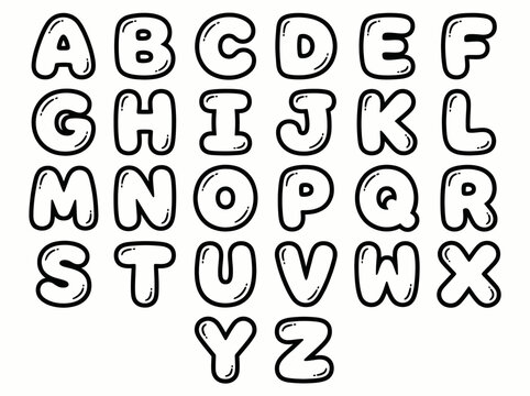 Alphabet letters A to Z in a fun bubble font style, perfect for educational and creative projects