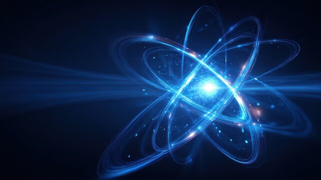 blue quantum bit technology on a blue background