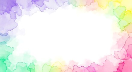 Fototapeta premium Watercolor rainbow border frame vector illustration