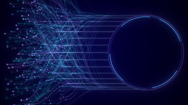 Abstract Digital AI Frame with Copy Space for Text or Logo. Artificial Intelligence Technology Background with Data Flow Lines, Neural Network Connections for Business Presentation and Corporate Video