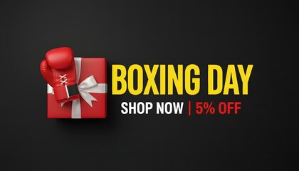 A promotional image for Boxing Day with a gift and boxing glove