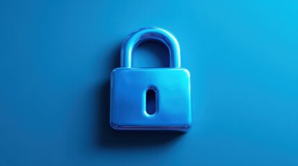 Fototapeta premium blue cybersecurity lock icon on a blue background