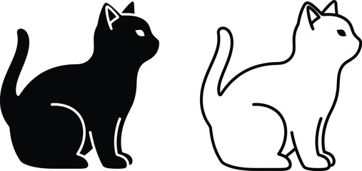 Black and white cats sitting side by side Vector © Sultan